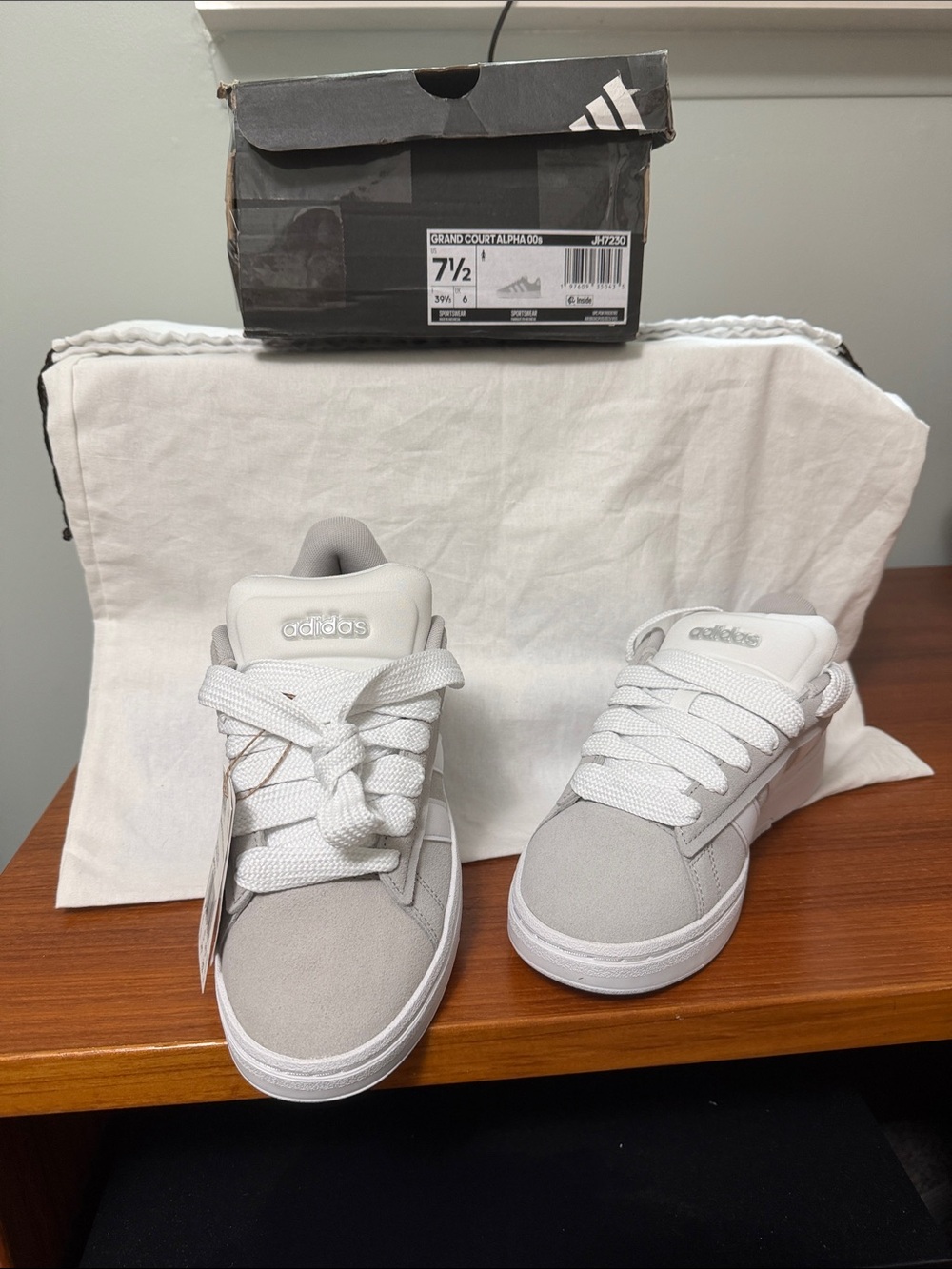 adidas Gray and White Low-Top Sneakers - Picture 1 of 7